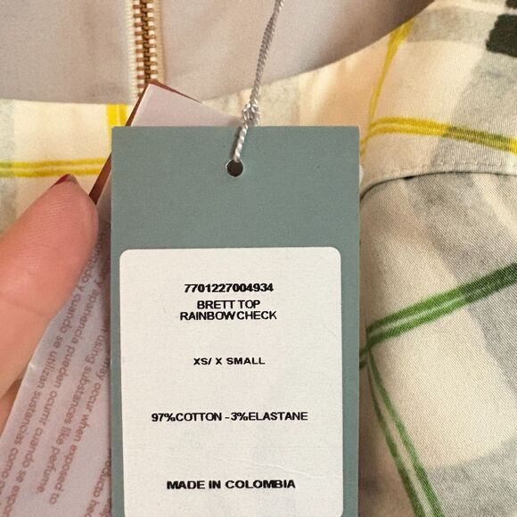 SILVIA TCHERASSI Brett Top Rainbow Check Size XS NEW - Picture 7 of 7